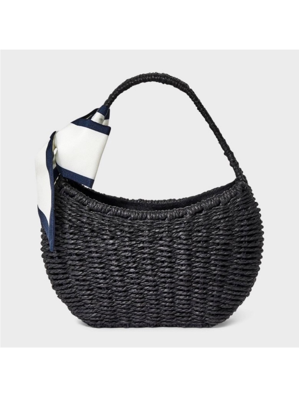 Straw Mini Bag with Bow - A New Day™ Black: Woven Paper Straw, Structured.